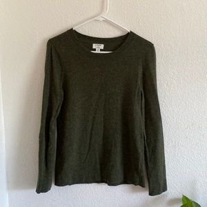 J Crew Factory Green Heather Cotton Teddie Sweater